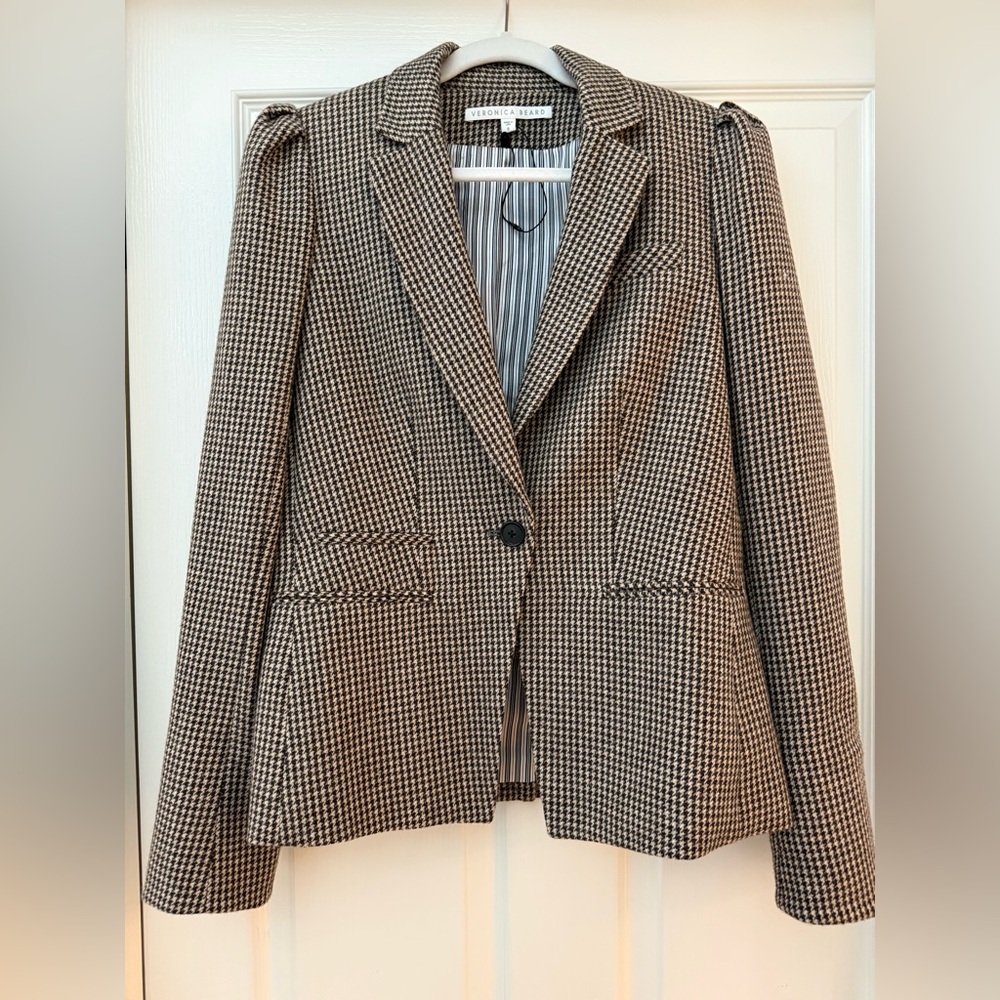 Veronica Beard Black and Tan Herringbone Blazer
